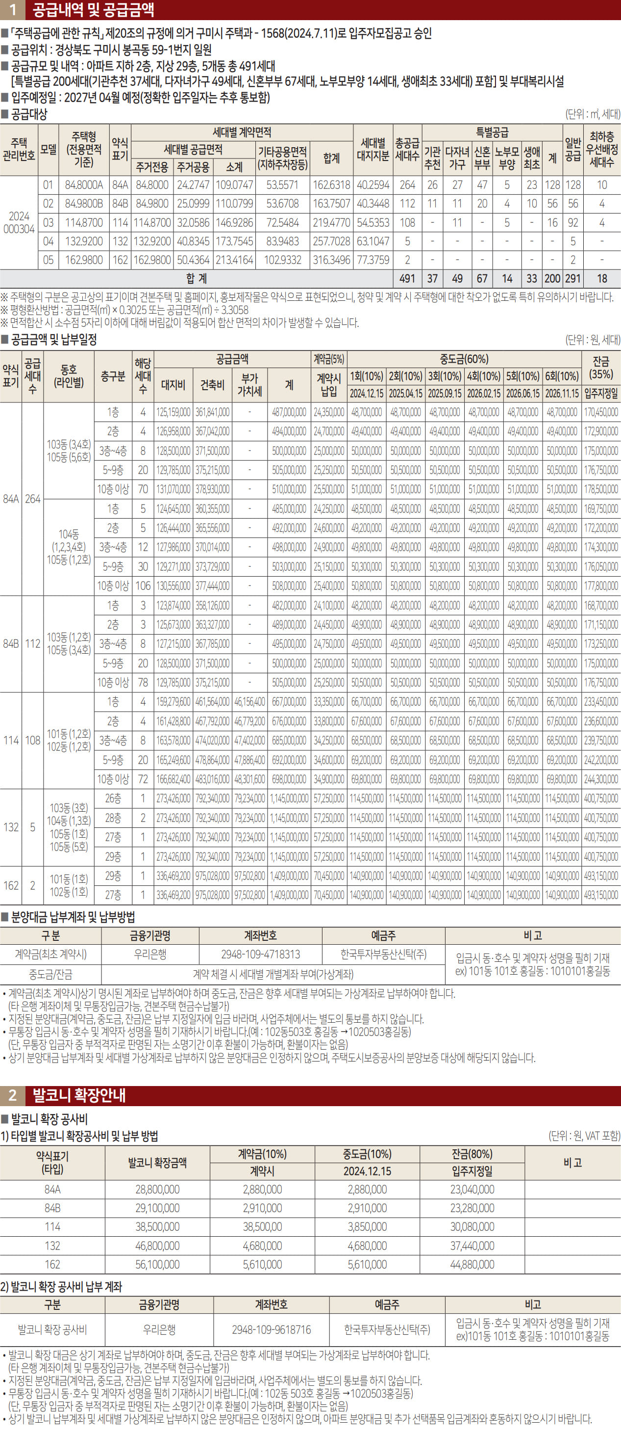 힐스테이트 구미 더퍼스트 분양가