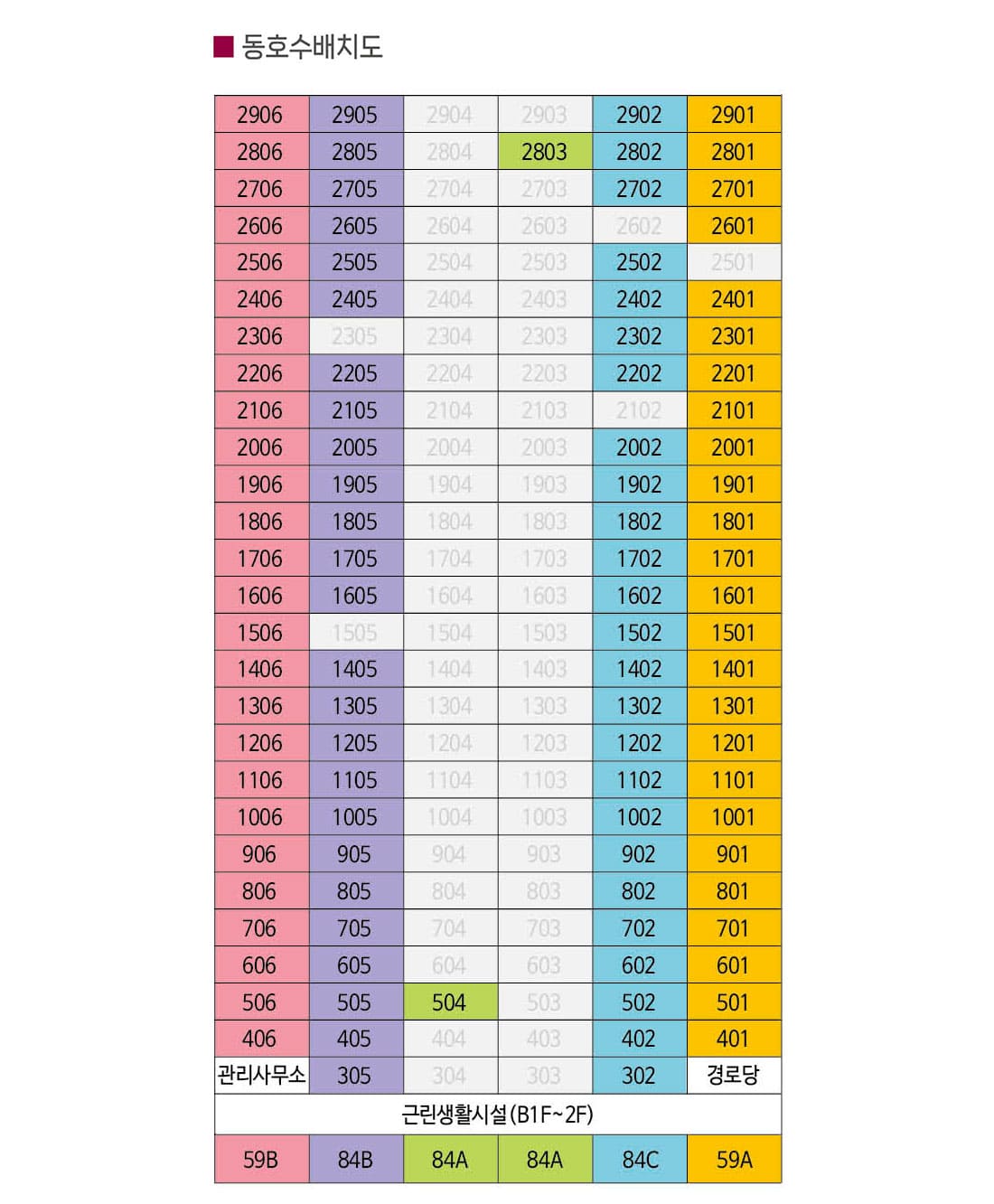 경성대부경대역 비스타동원 동호수배치도