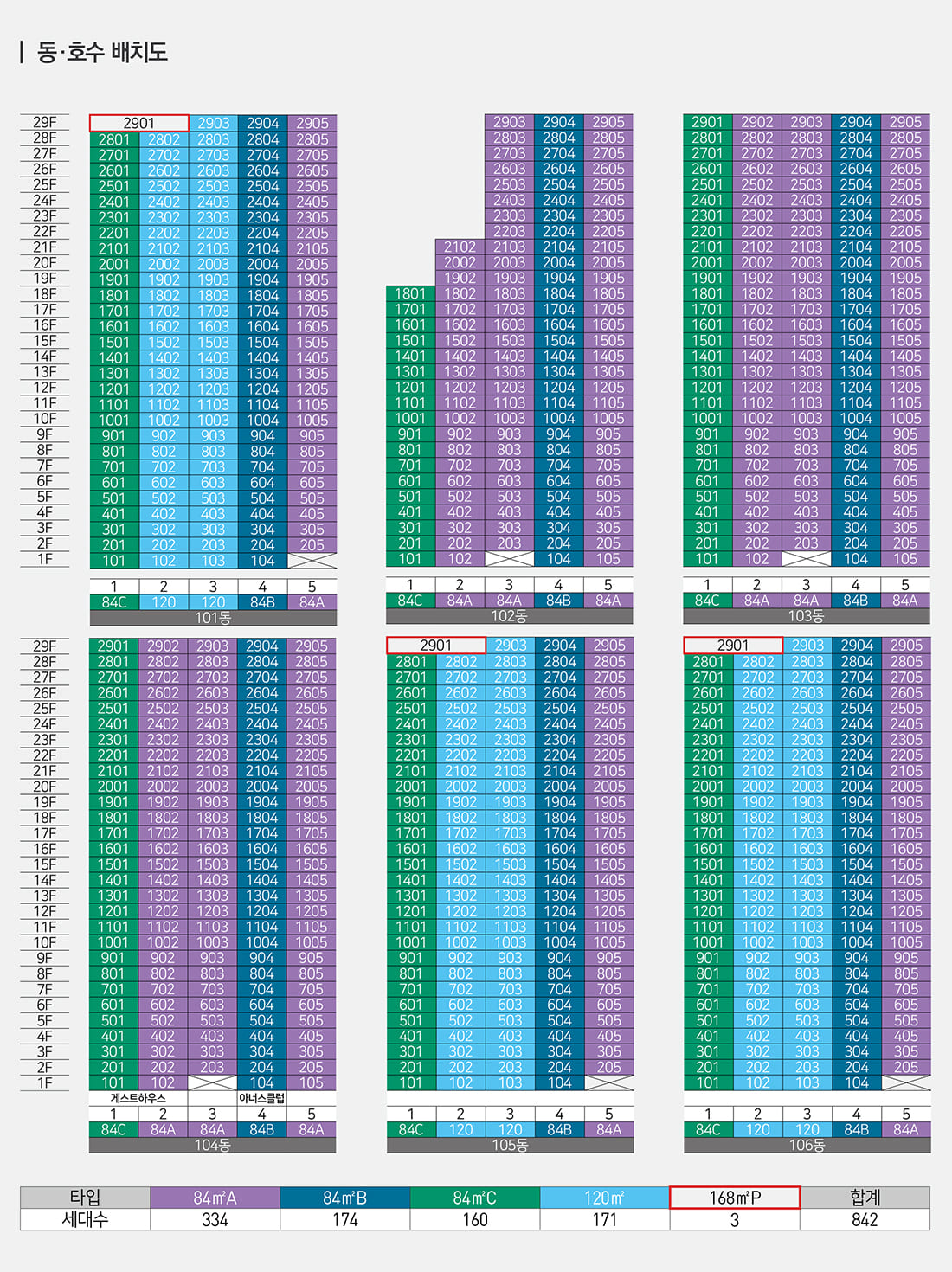 양산 자이 파크팰리체 동호수배치도
